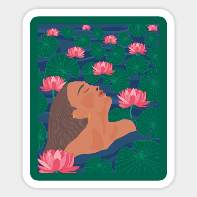 Lotus Pond Sticker by Shreyasi